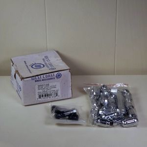 West Coast Wheel Accessories W55716S Spline Lug Nuts 20pc + Lock Valve Stems NOS
